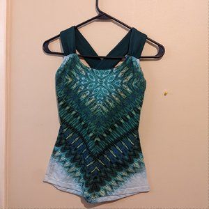Prana green Phoebe crossback tank shelf bra XS